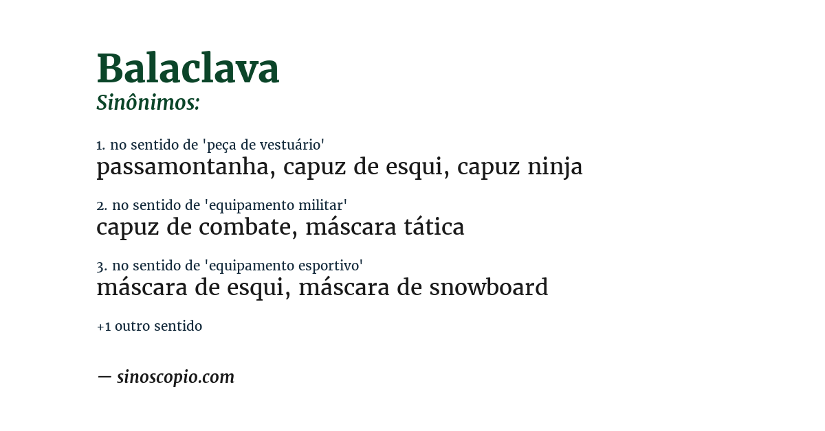 Sinônimo de balaclava
