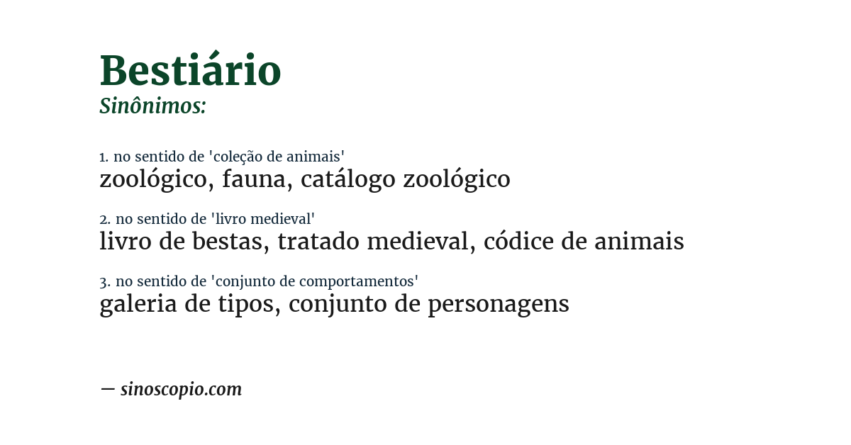 Sinônimo de bestiário
