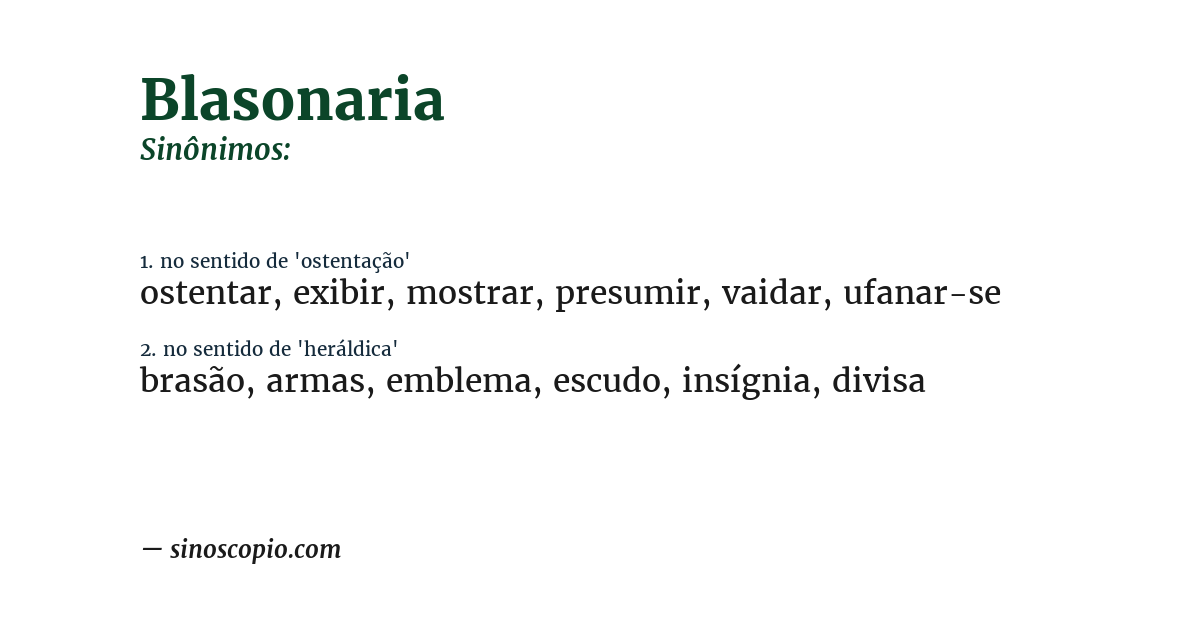 Sinônimo de blasonaria