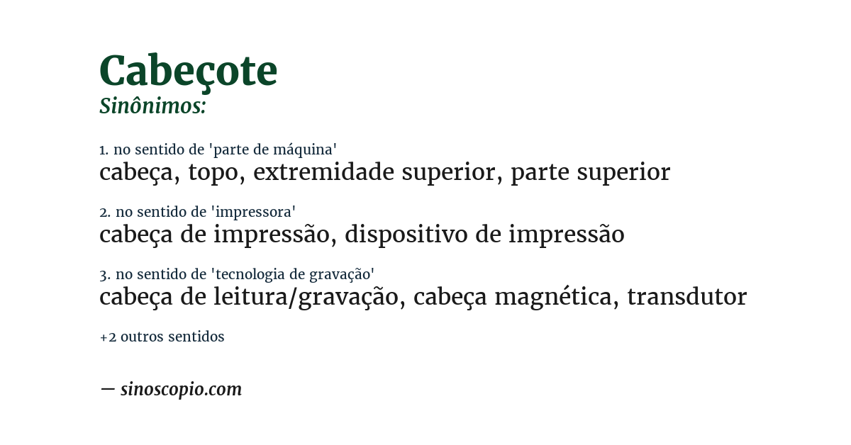 Sinônimo de cabeçote