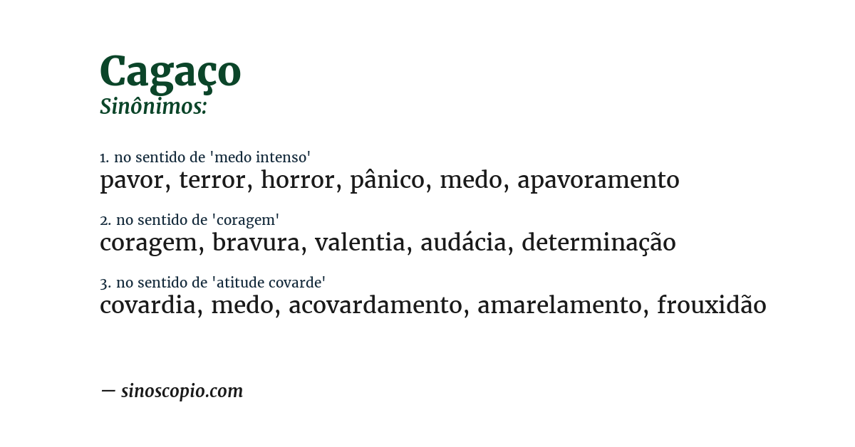 Sinônimo de cagaço