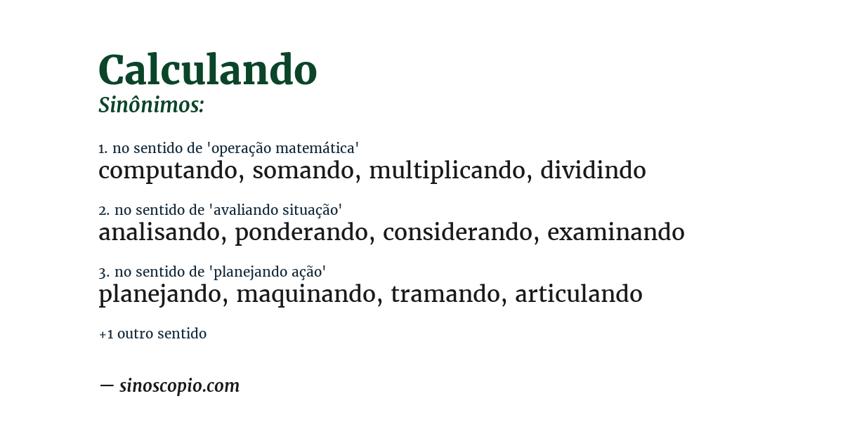 Sinônimo de calculando