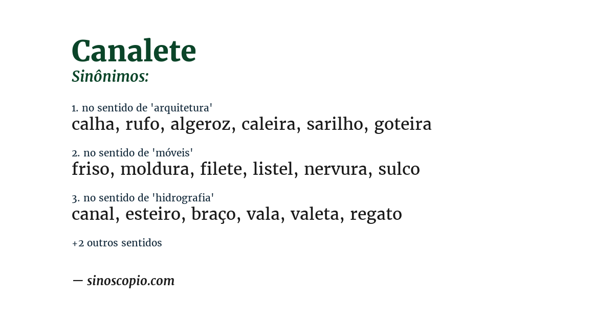 Sinônimo de canalete