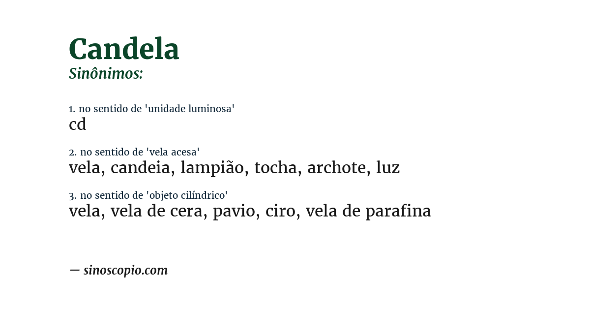 Sinônimo de candela