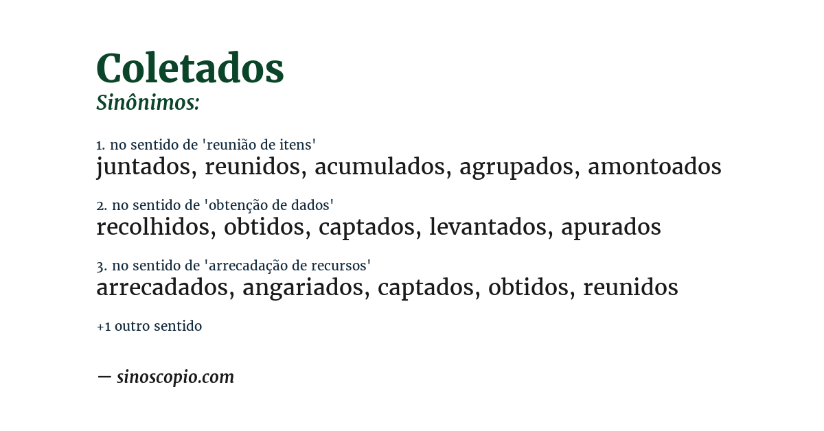 Sinônimo de coletados