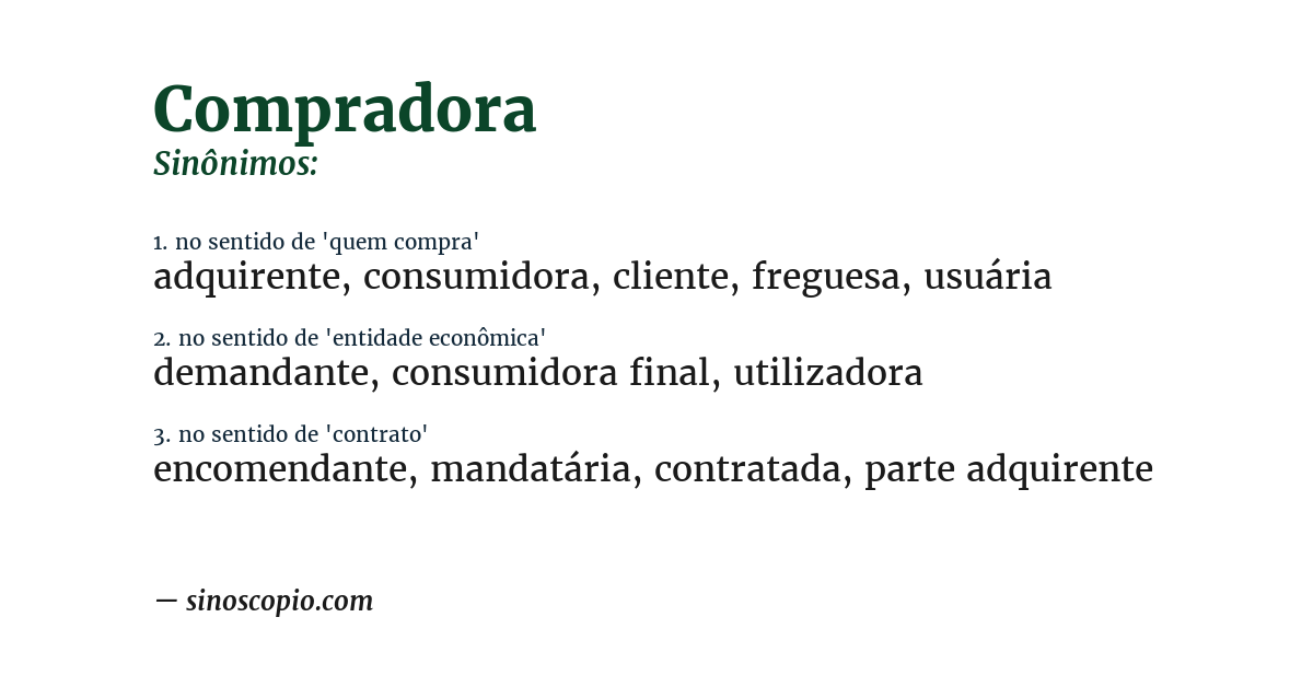 Sinônimo de compradora