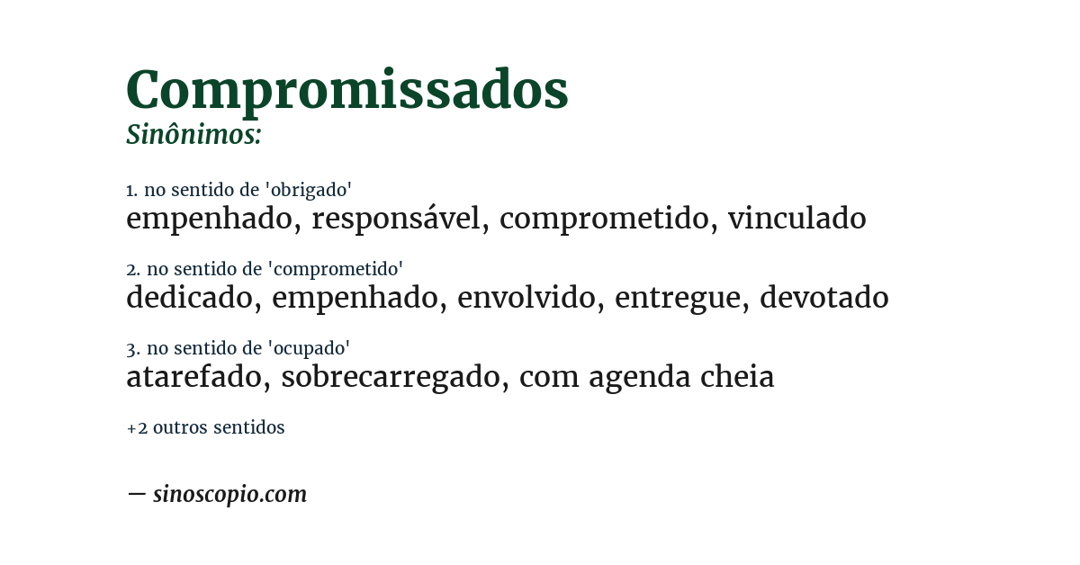 Sinônimo de compromissados