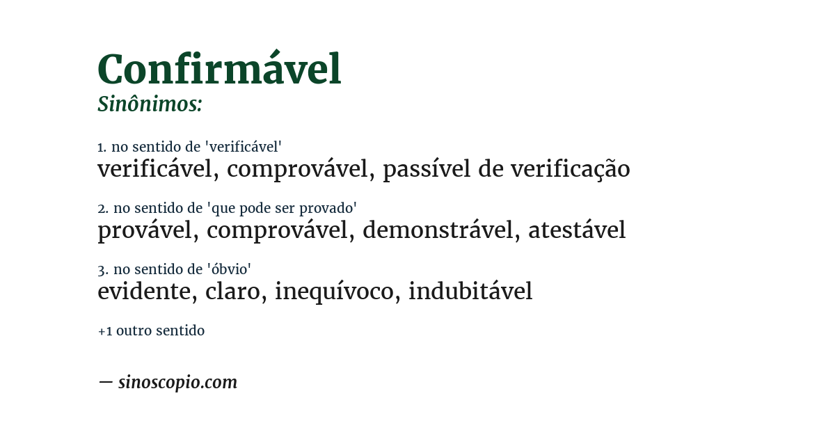 Sinônimo de confirmável