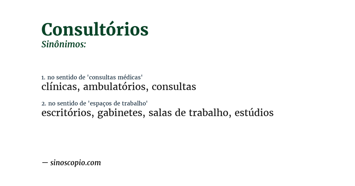 Sinônimo de consultórios