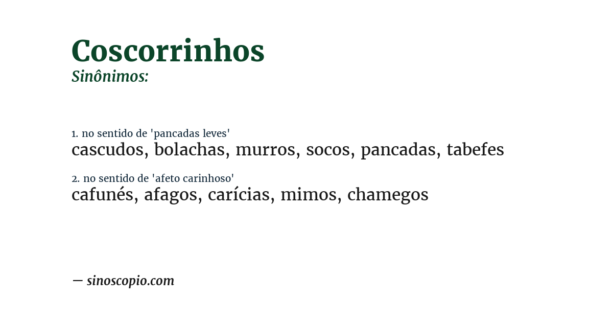 Sinônimo de coscorrinhos