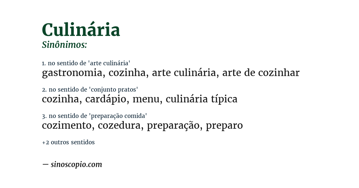 Sinônimo de culinária