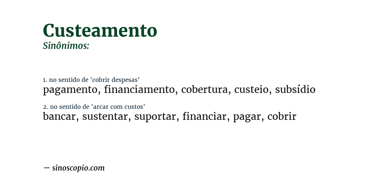Sinônimo de custeamento