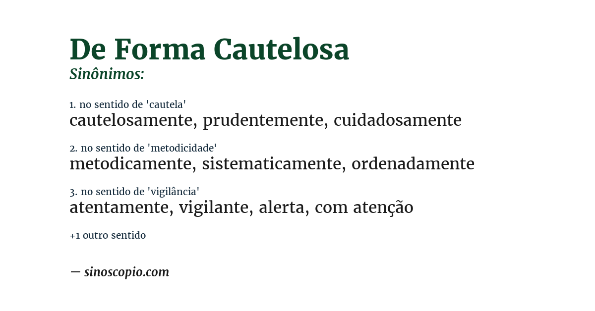 Sinônimo de de forma cautelosa