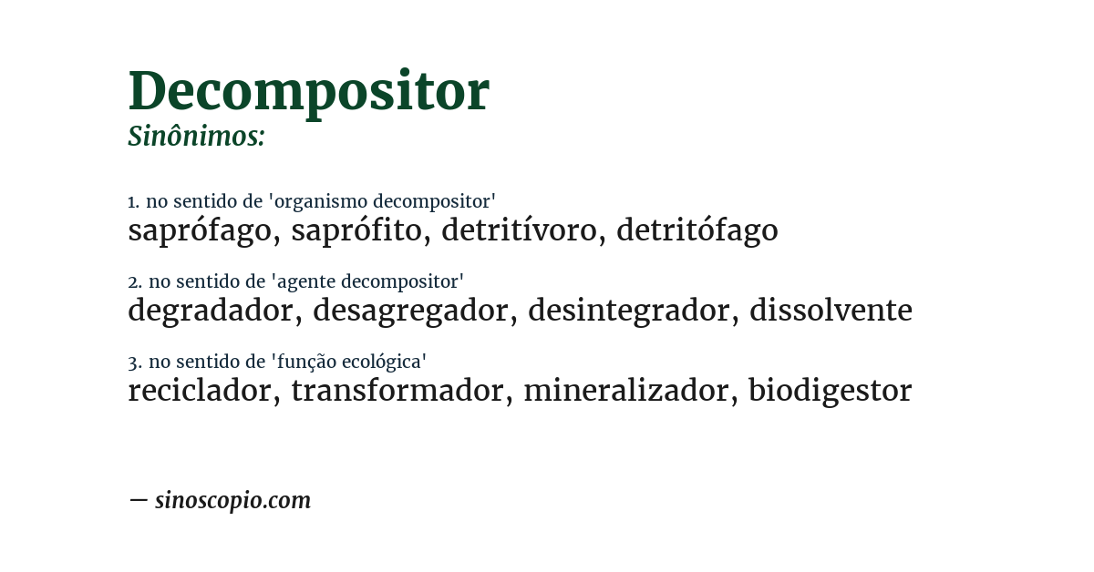 Sinônimo de decompositor