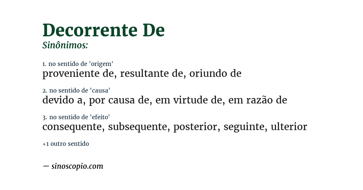 Sinônimo de decorrente de