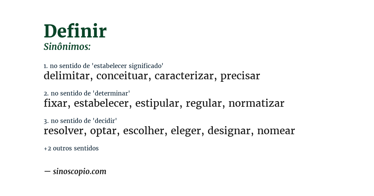 Sinônimo de definir