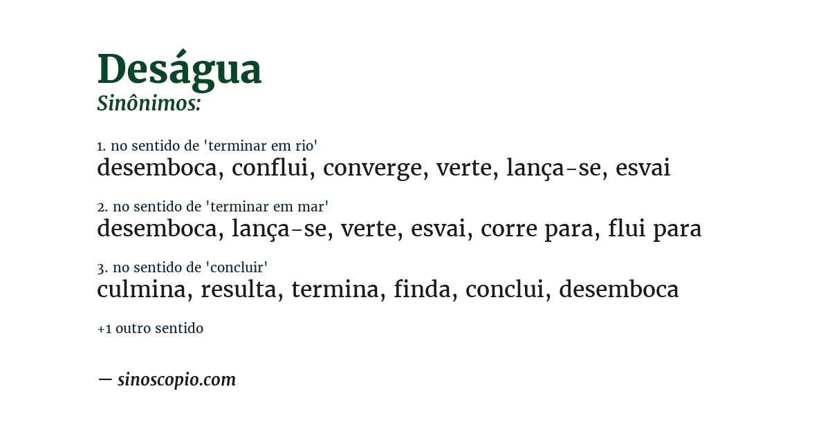 Sinônimo de deságua