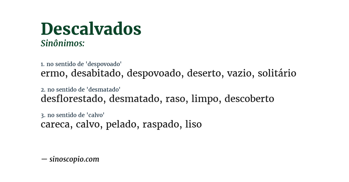 Sinônimo de descalvados
