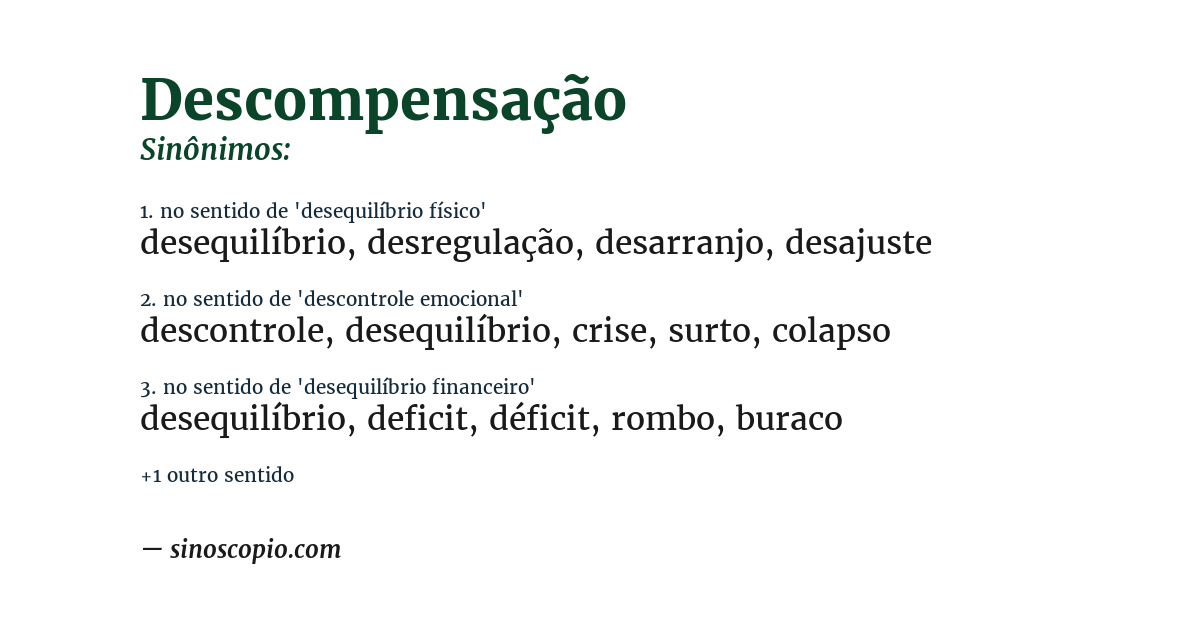 Sinônimo de descompensação