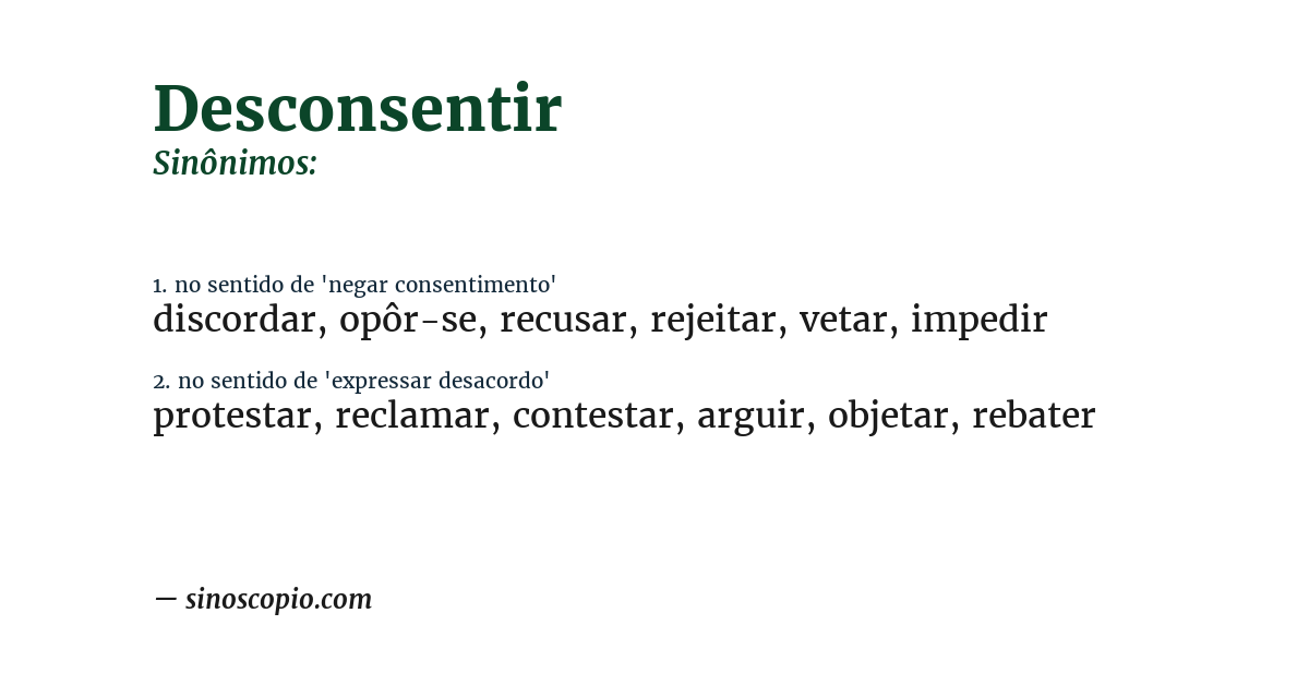 Sinônimo de desconsentir