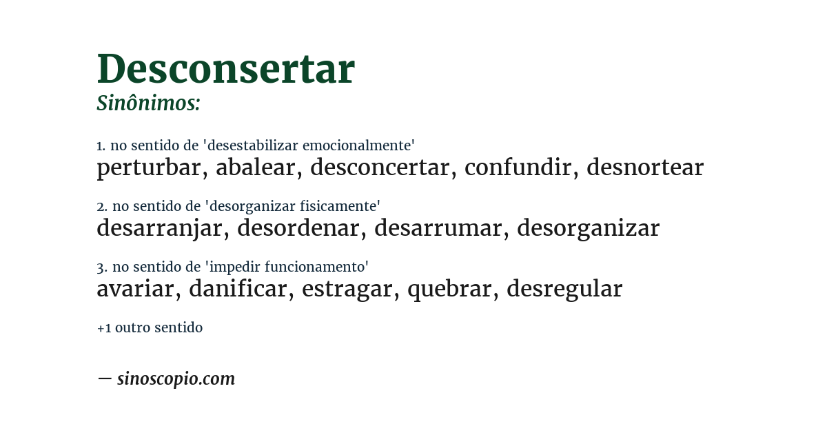 Sinônimo de desconsertar