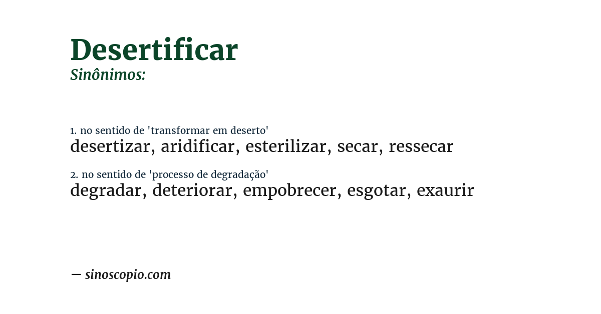 Sinônimo de desertificar