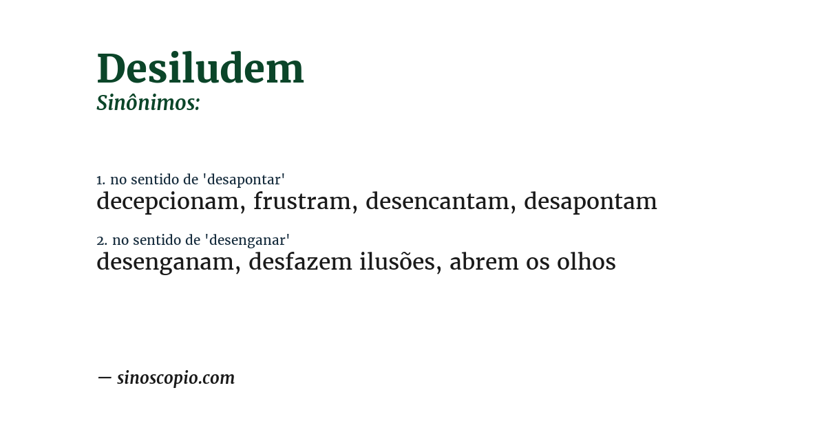 Sinônimo de desiludem