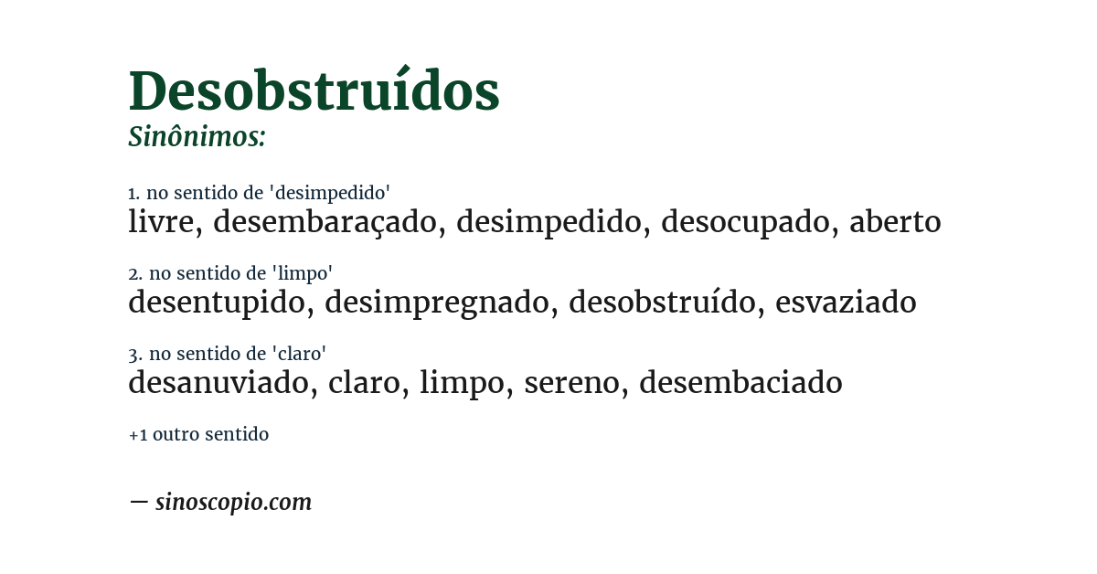 Sinônimo de desobstruídos