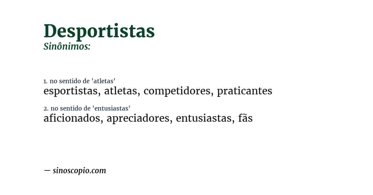 Sinônimo de desportistas