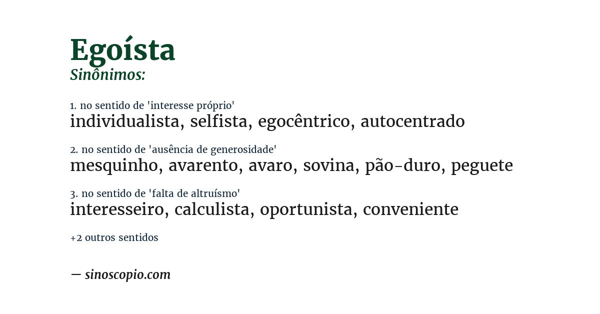 Sinônimo de egoísta