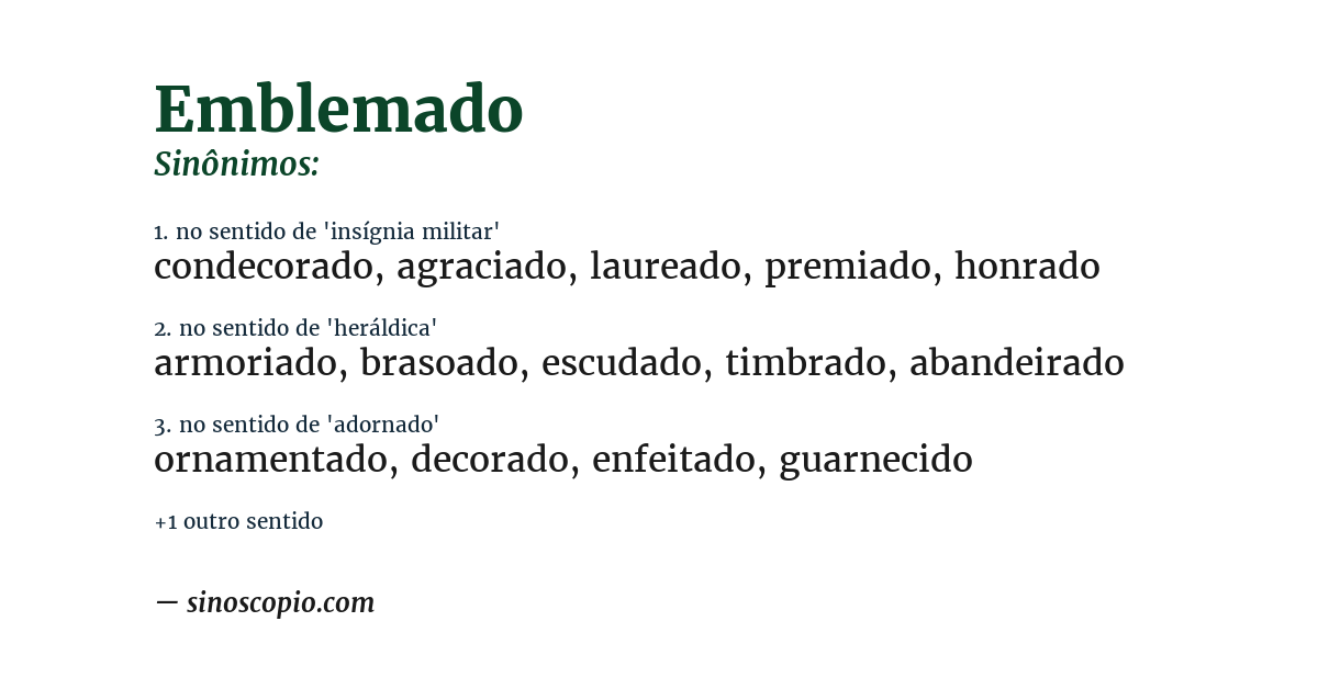 Sinônimo de emblemado