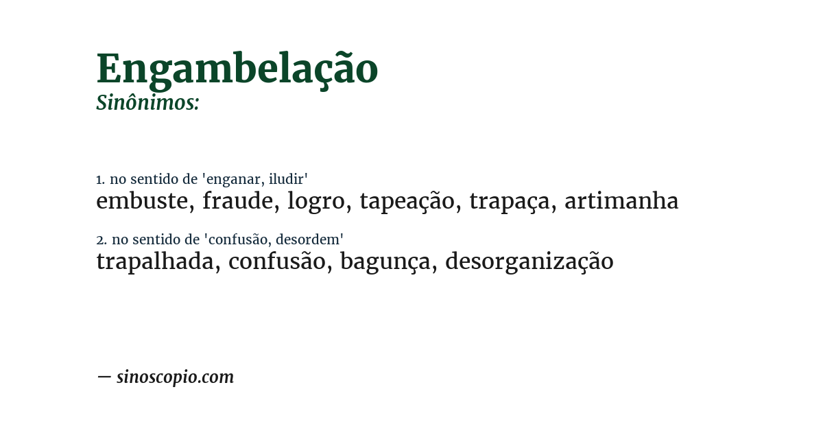 Sinônimo de engambelação