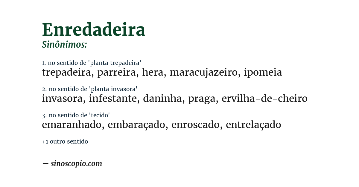 Sinônimo de enredadeira