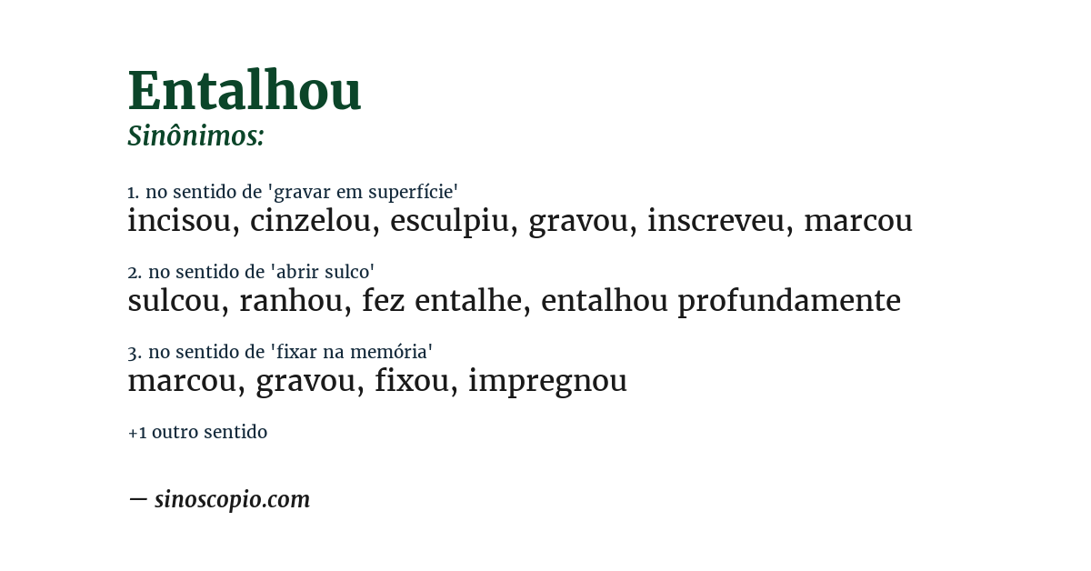 Sinônimo de entalhou