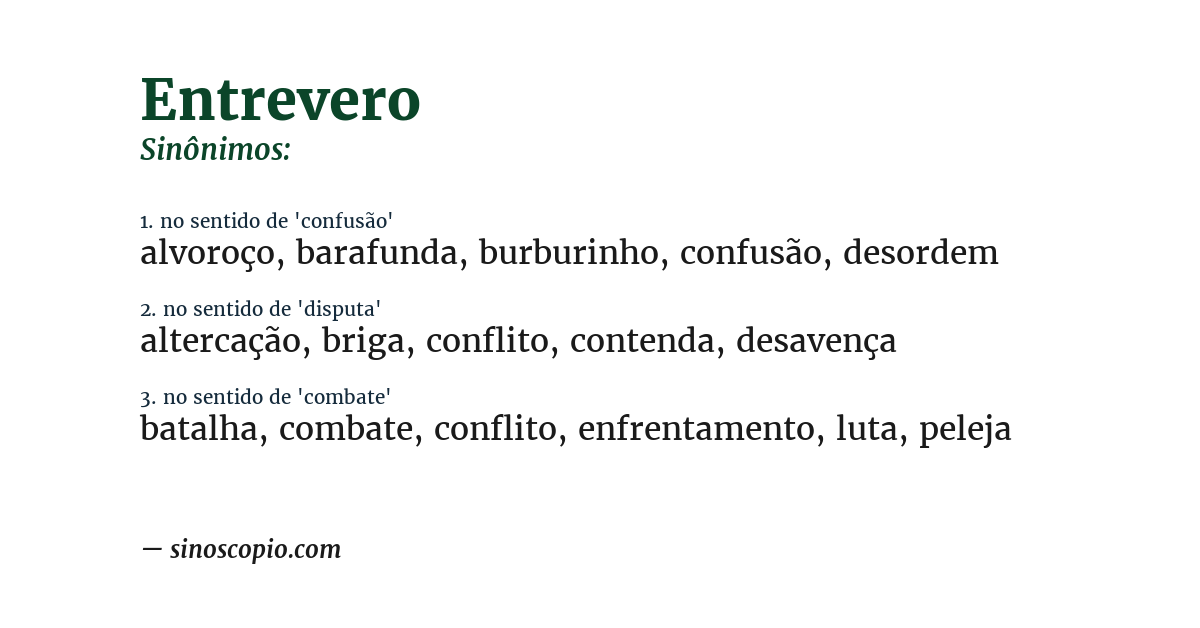 Sinônimo de entrevero