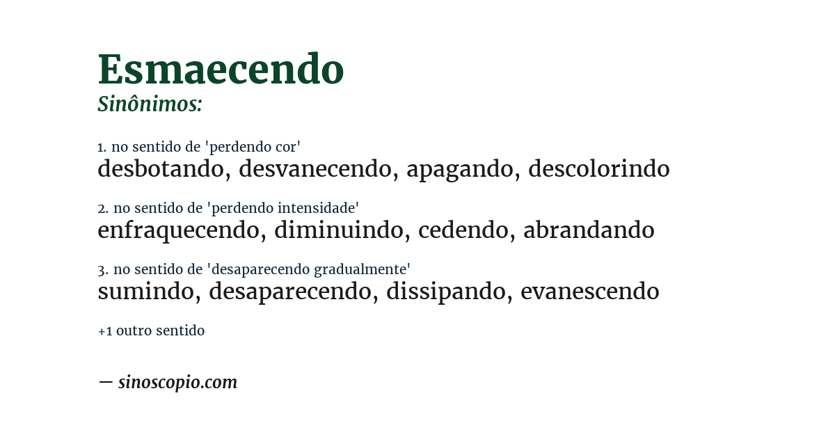 Sinônimo de esmaecendo