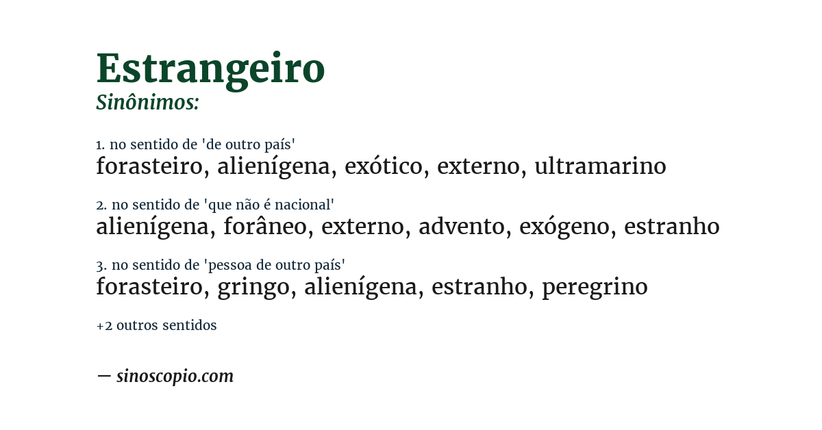 Sinônimo de estrangeiro