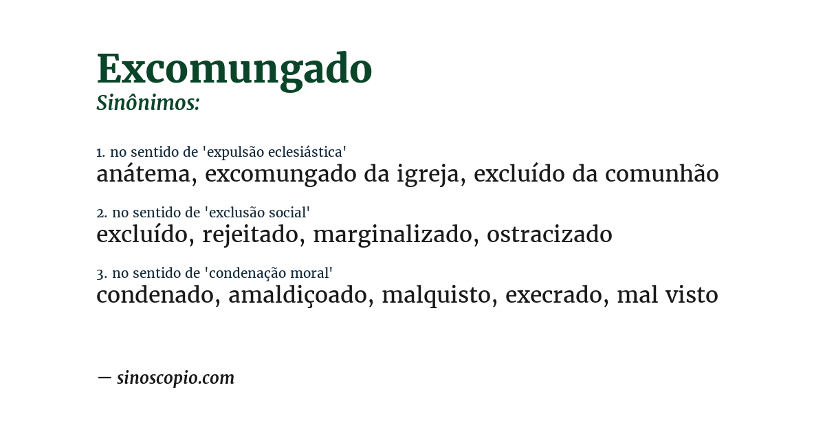 Sinônimo de excomungado