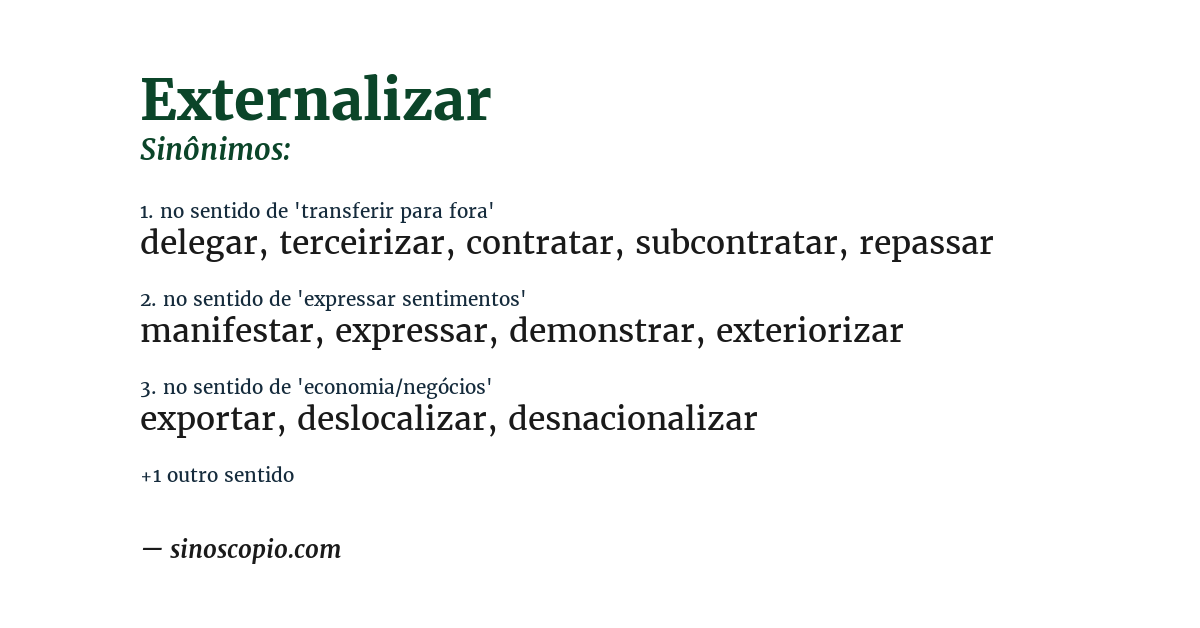 Sinônimo de externalizar