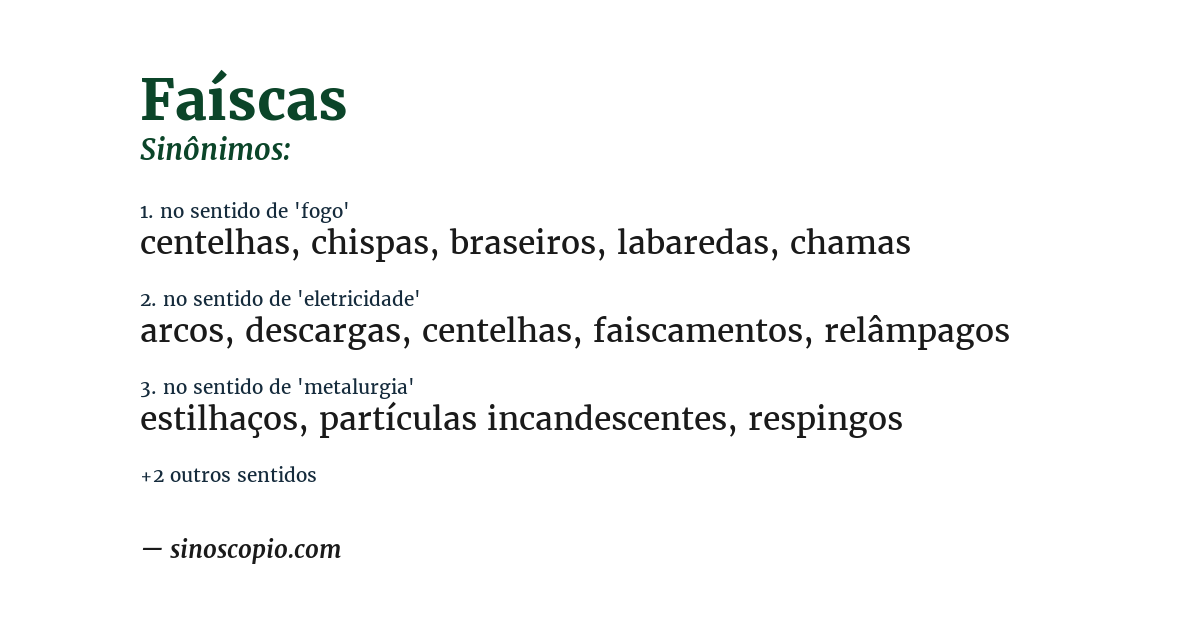 Sinônimo de faíscas