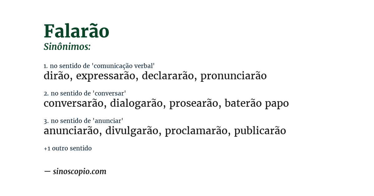 Sinônimo de falarão