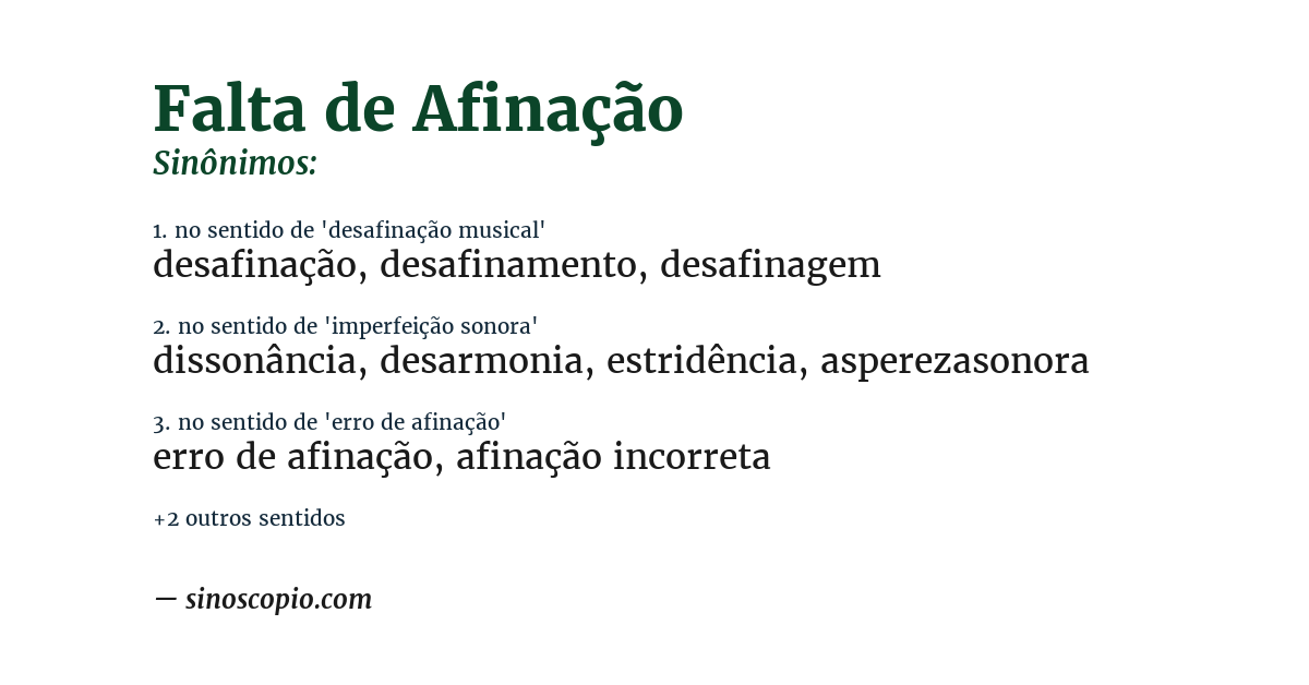 Sinônimo de falta de afinação