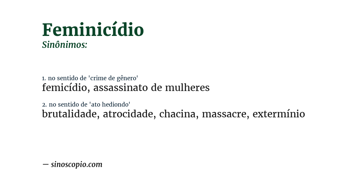 Sinônimo de feminicídio