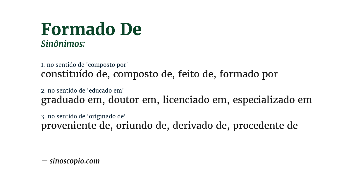 Sinônimo de formado de
