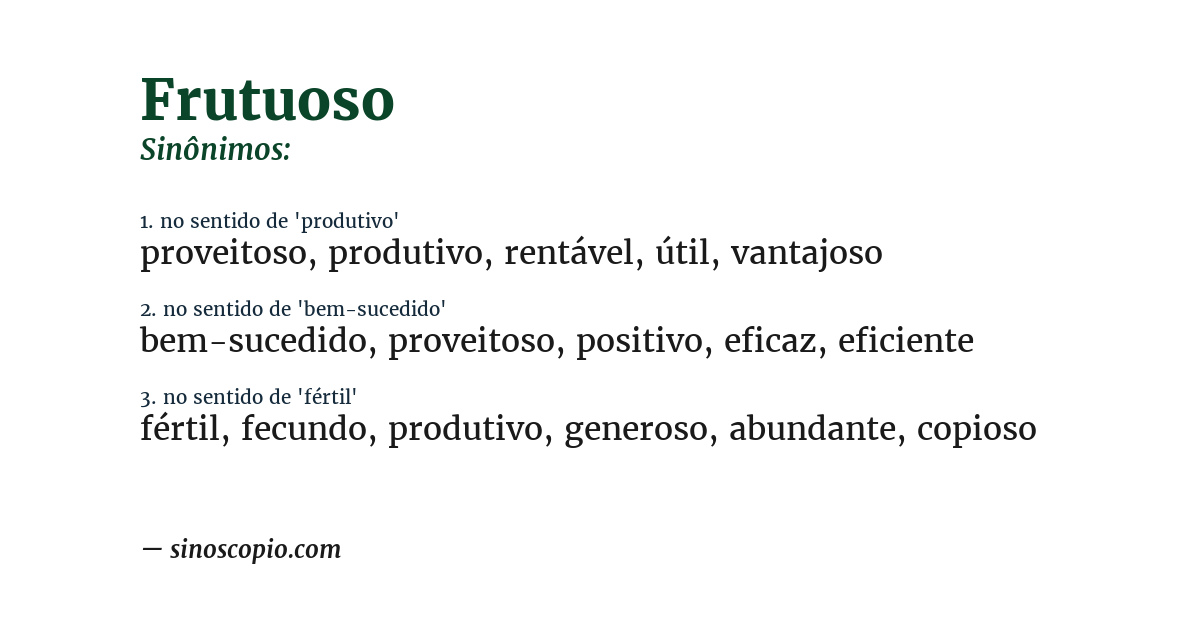 Sinônimo de frutuoso
