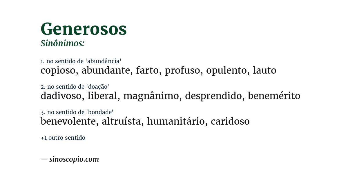 Sinônimo de generosos
