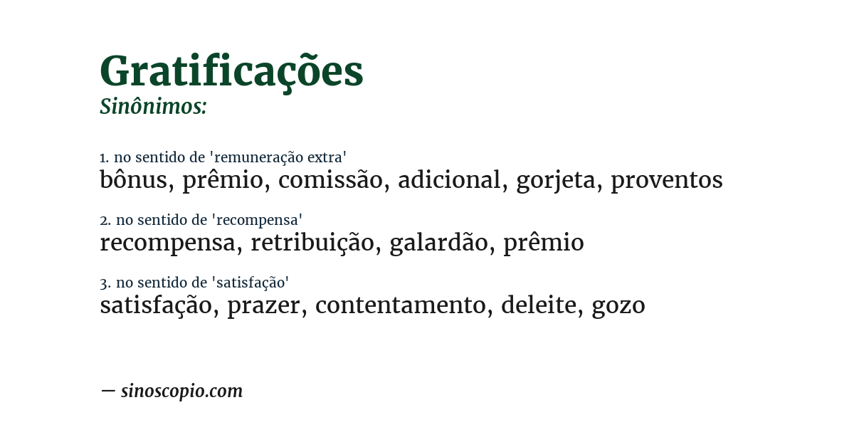 Sinônimo de gratificações