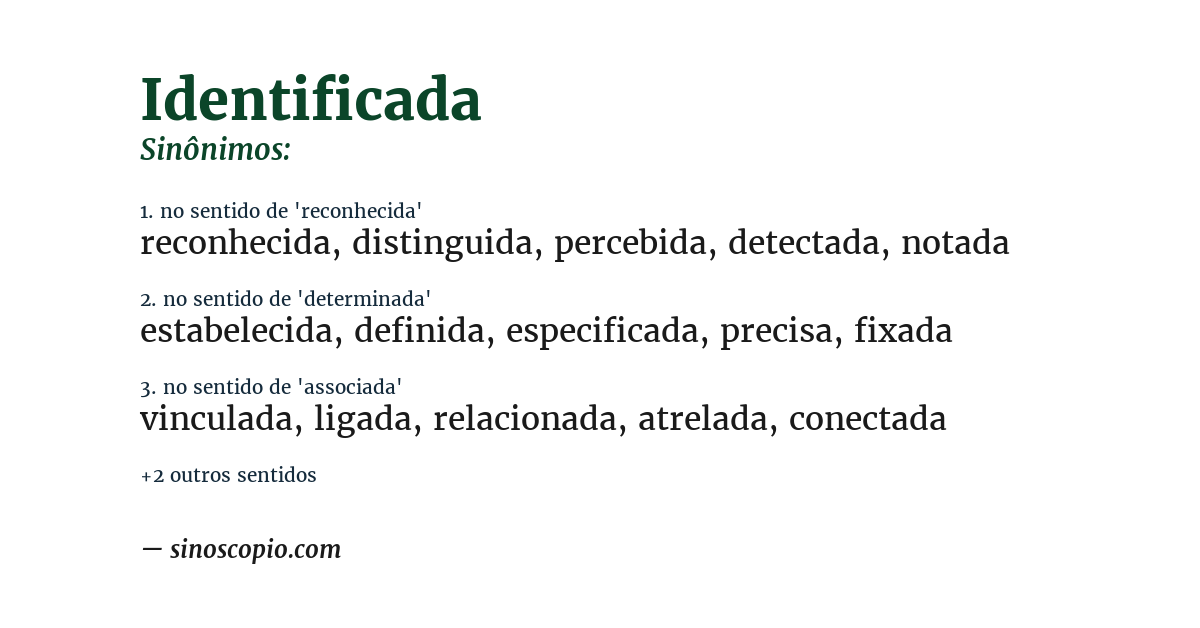 Sinônimo de identificada