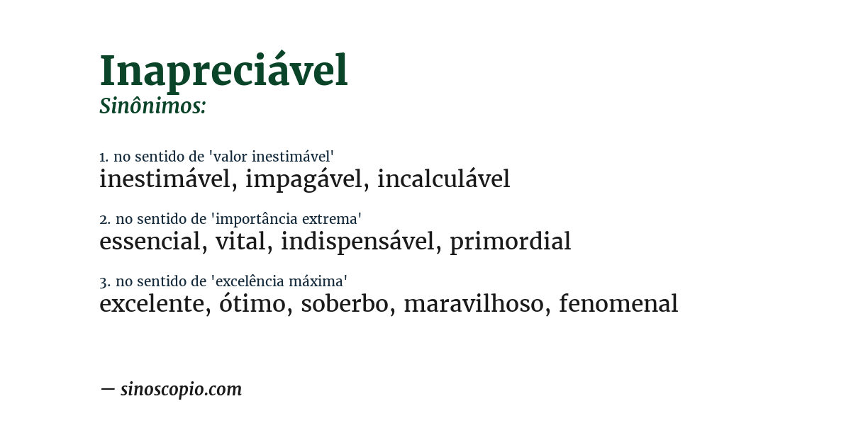 Sinônimo de inapreciável