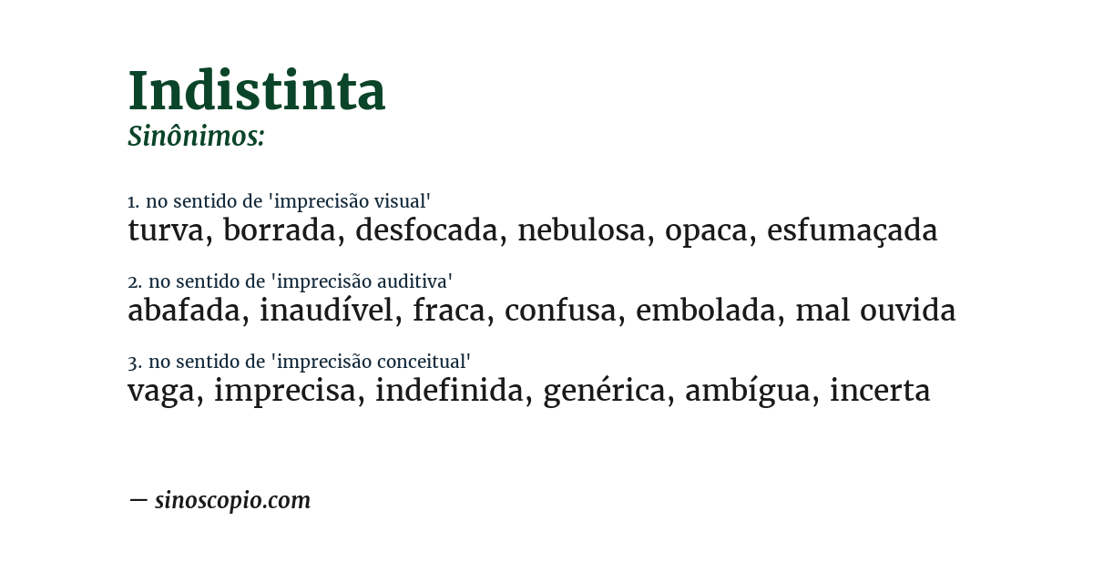 Sinônimo de indistinta